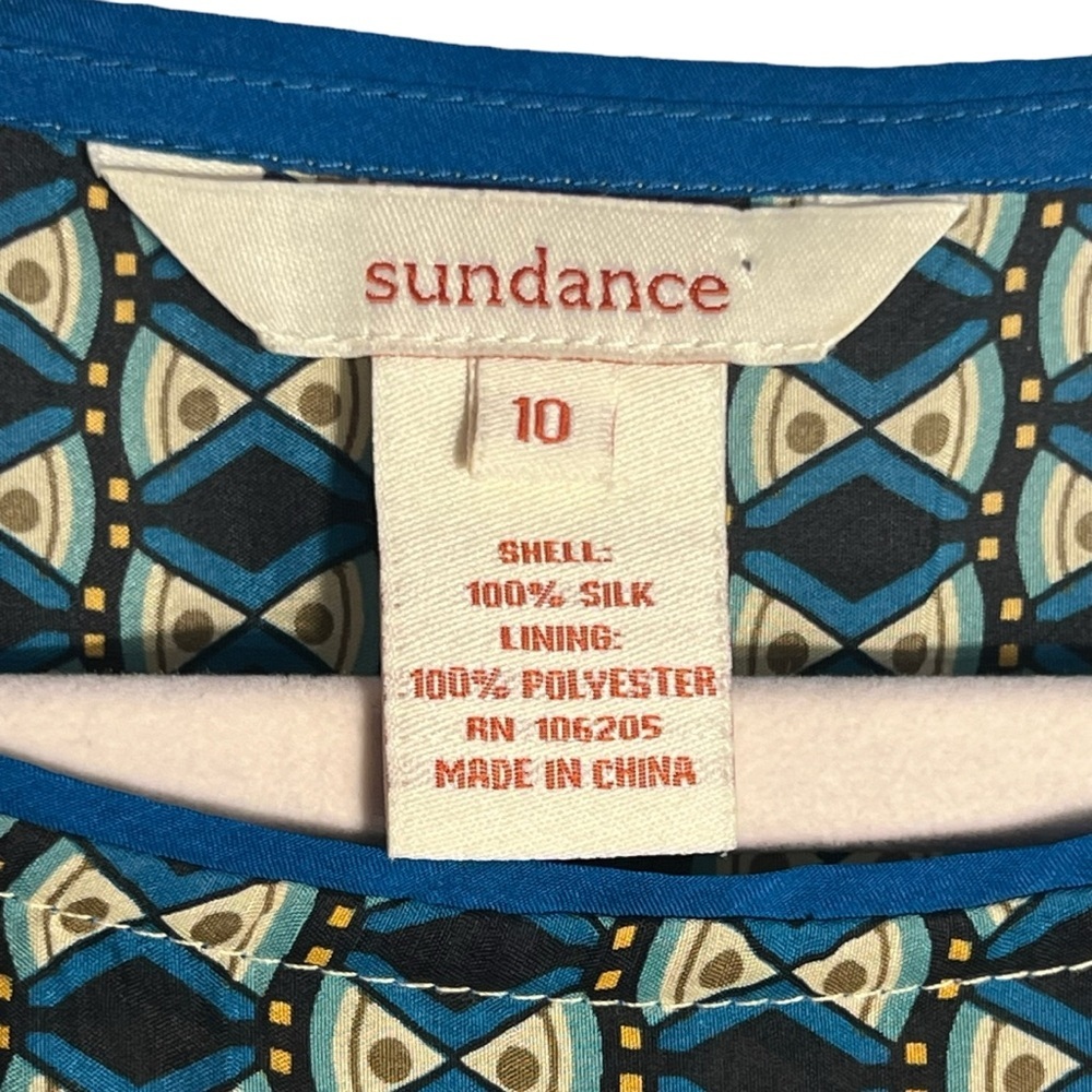 Sundance Patchwork Silk Shift Dress Geometric Pri… - image 5